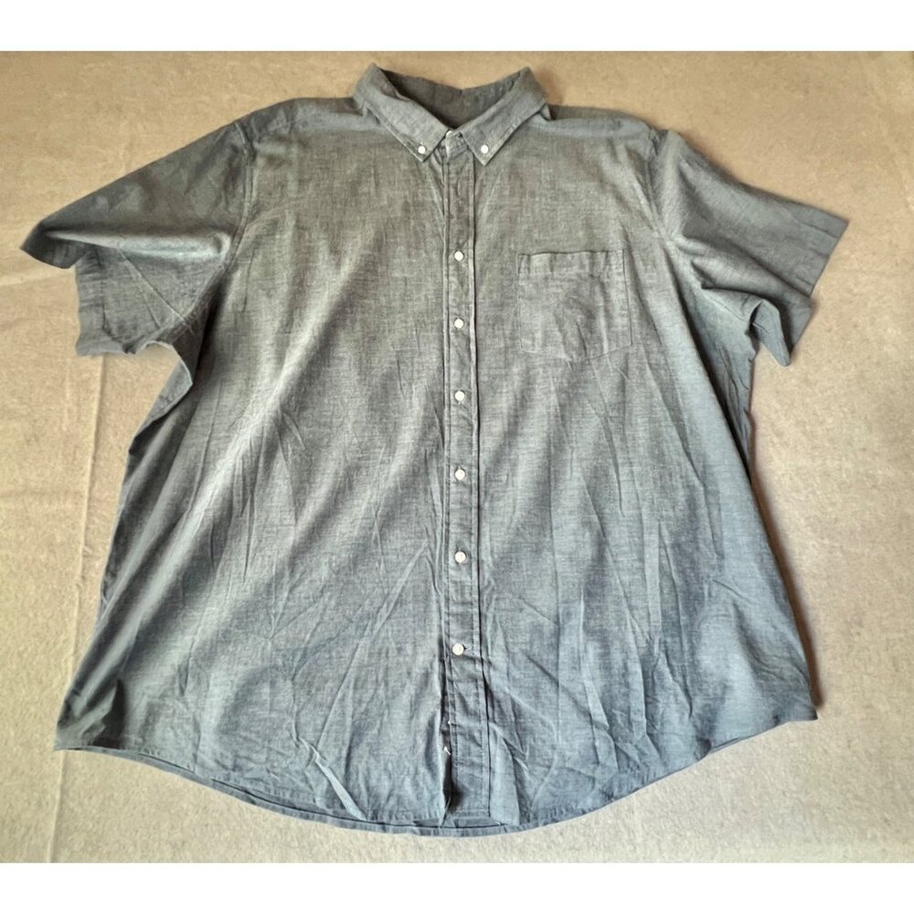 George Mens Classic Fit Short Sleeve Button Chambray Shirt 3XL Cotton 31” Chest